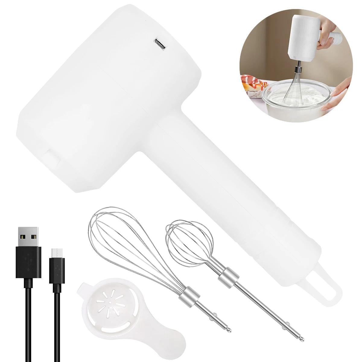 1Pcs Electric Portable 3-speed Whisk