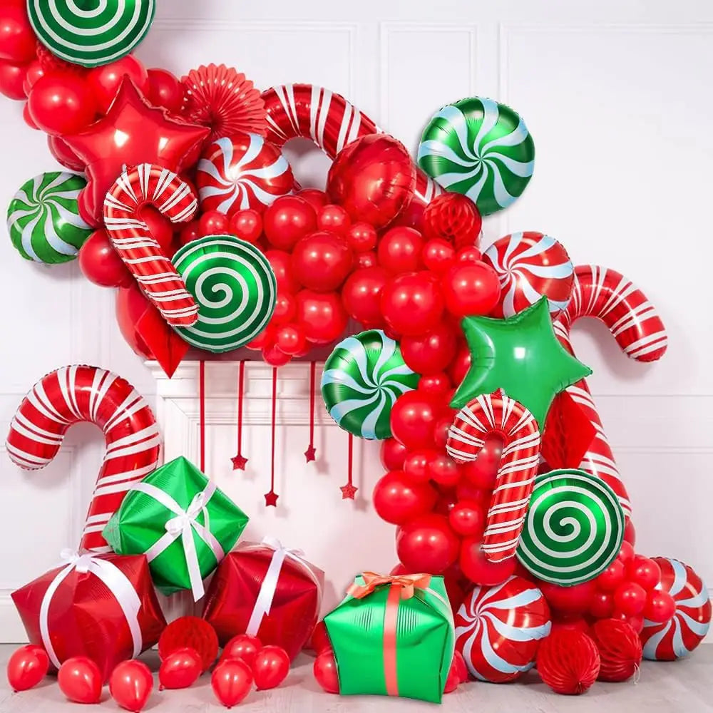 Variety Of Christmas Decorative Foil Balloons.