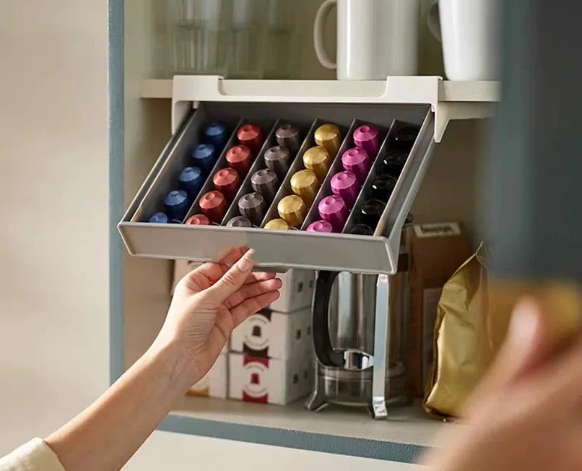 Adhesive Space-Saving Capsule Coffee/Tea Bag Storage Rack