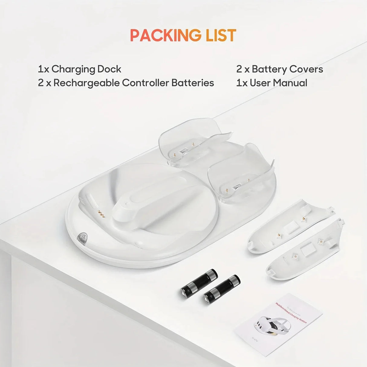 Magnetic Fast Charging Station for Headset & Controllers with LED Light And 2 NI-MH Batteries For Meta Quest 3