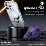 Magnetic 360°Rotation Stand Phone Case For Iphone 12 13 14 15 16 17 Pro Max Plus With Ring Holder
