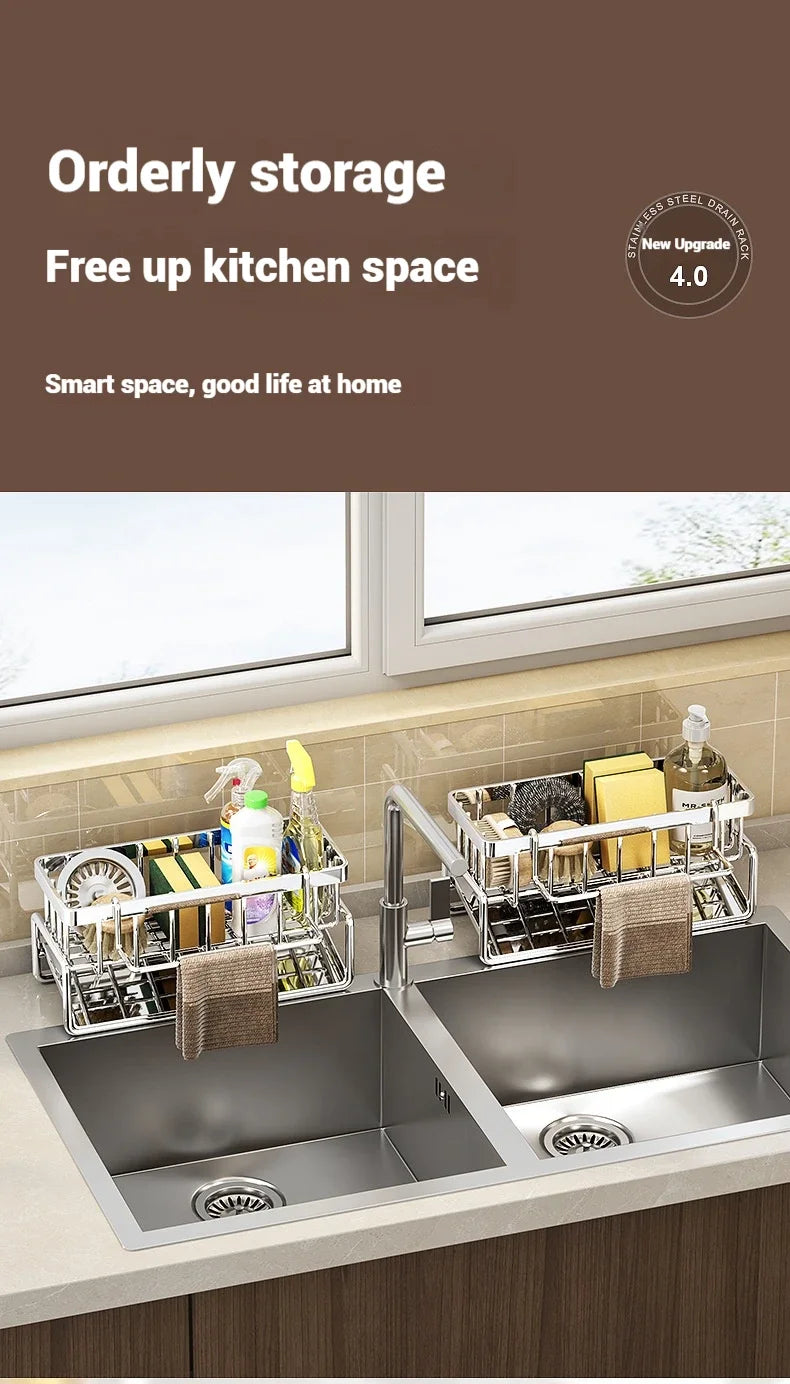 Plastic Multi-Functional Sink Organizer for Kitchen & Bathroom