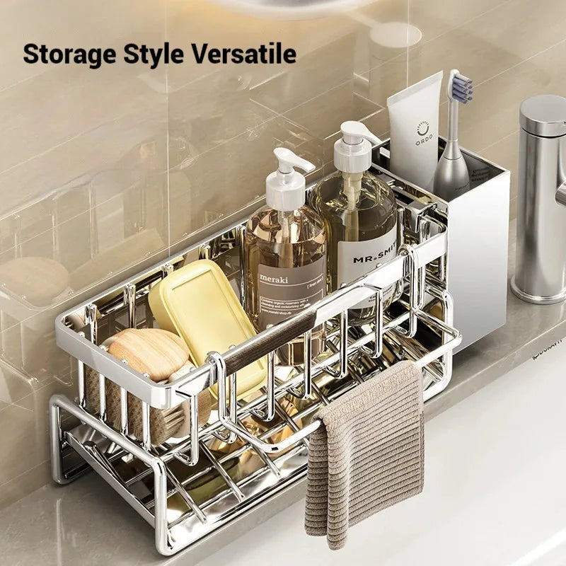 Plastic Multi-Functional Sink Organizer for Kitchen & Bathroom