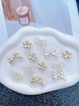 12 Off-White Bows Flowers And Pearl Shoe Accessory Clips