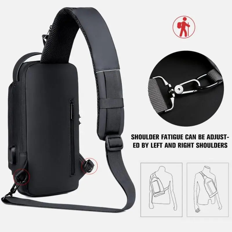 Women Or Men's USB Charging Anti Theft Crossbody Shoulder Bag