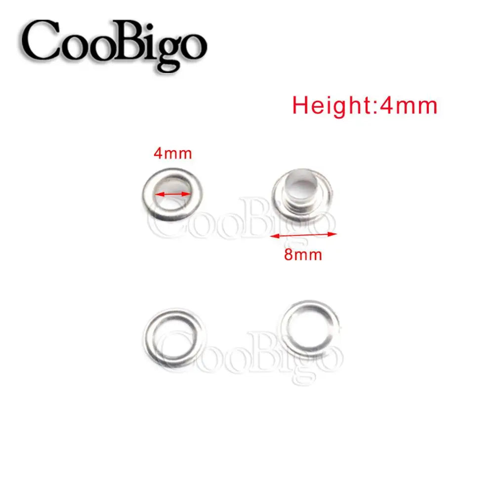 100/Set Metal Eyelet Grommet Rings Sizes 2mm 3mm 4mm 5mm 6mm 8mm 10mm 12mm 14mm 17mm