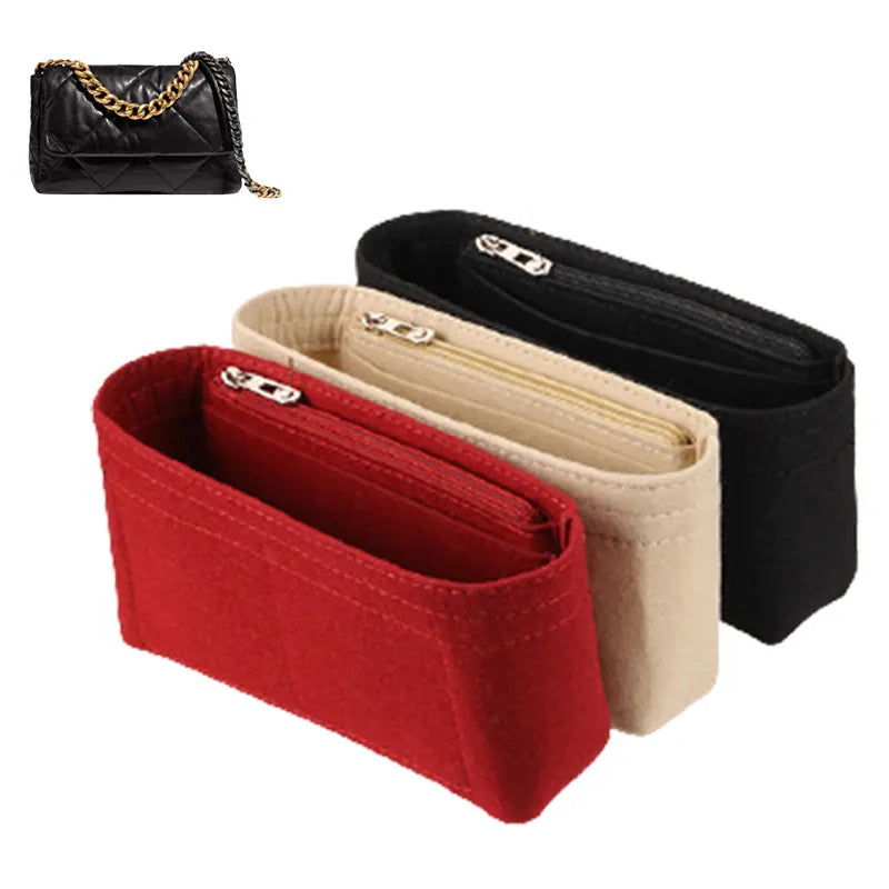 Felt Cloth Insert Organizer Bag With Zipper.