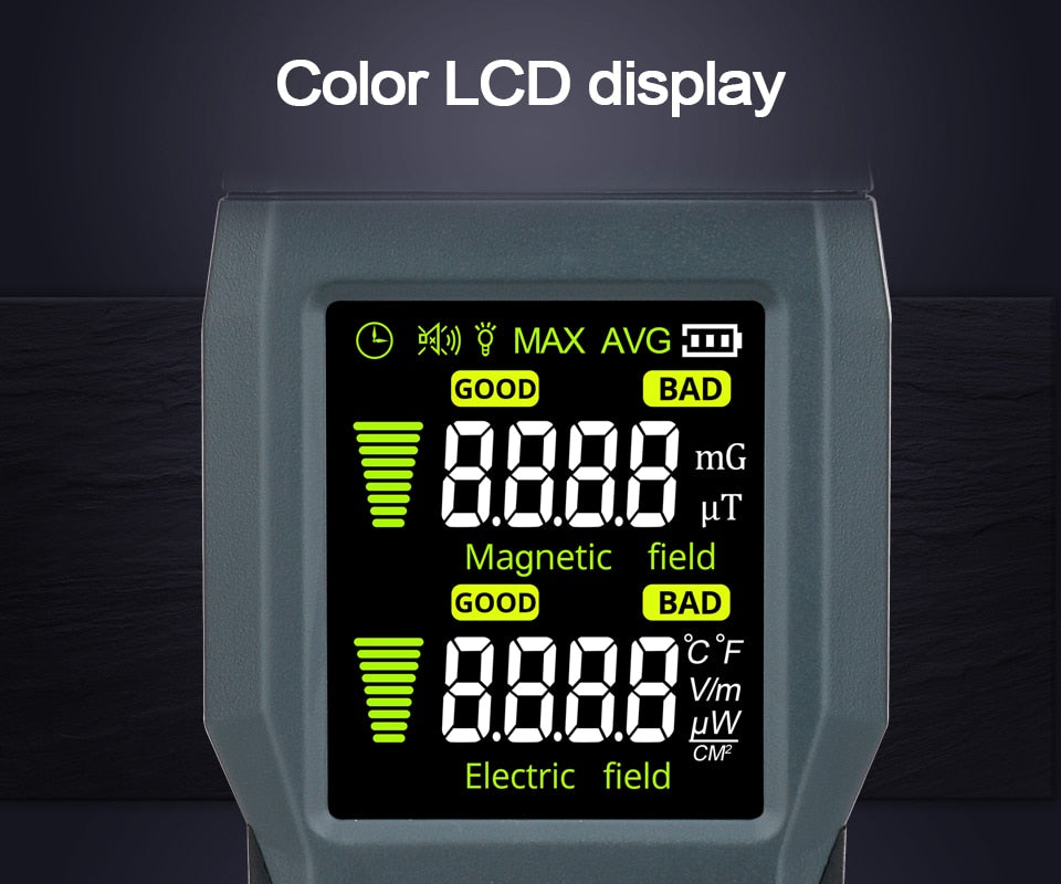 Professional Digital Electromagnetic, Radiation Tester Magnetic Electric Strength EMF Detector with Temperature Measurement