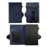 CASEKEY RFIF Leather Carbon Fiber Pop Up Credit Card Holder