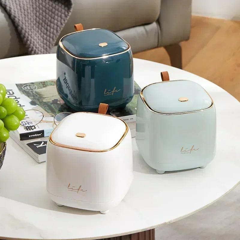 Mini Desktop Trash/Storage Bucket With Press Opener
