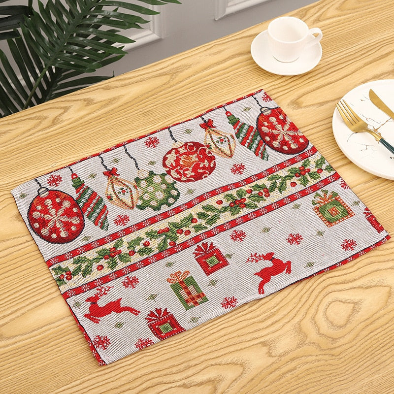 Holiday Season Decorative Woven Tapestry Placemats.