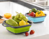 Foldable Square Vegetable Fruit Strainer Basket with Handle