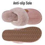 Evshine Women's Fur Plush Warm Slippers With Rubber Soles