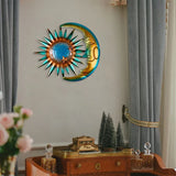 Indoor/Outdoor Metal Moon And Sun Wall Decor.