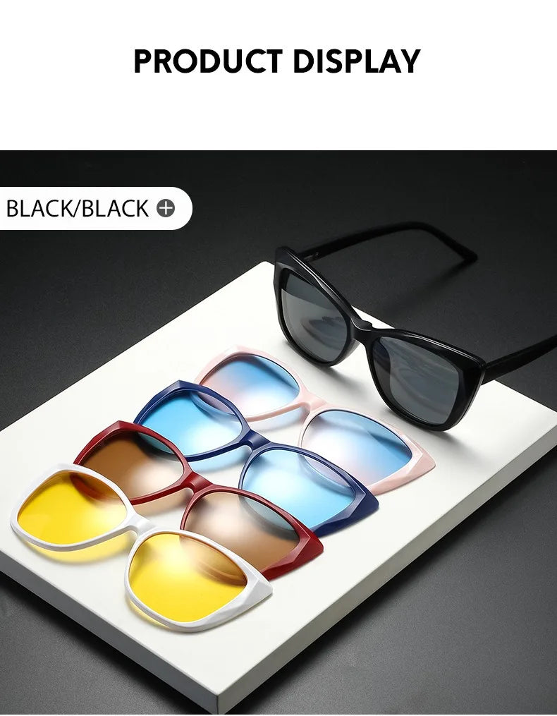 Men Or Women's  5 PCS Clip On Magnetic Polarized UV400-Sunglasses