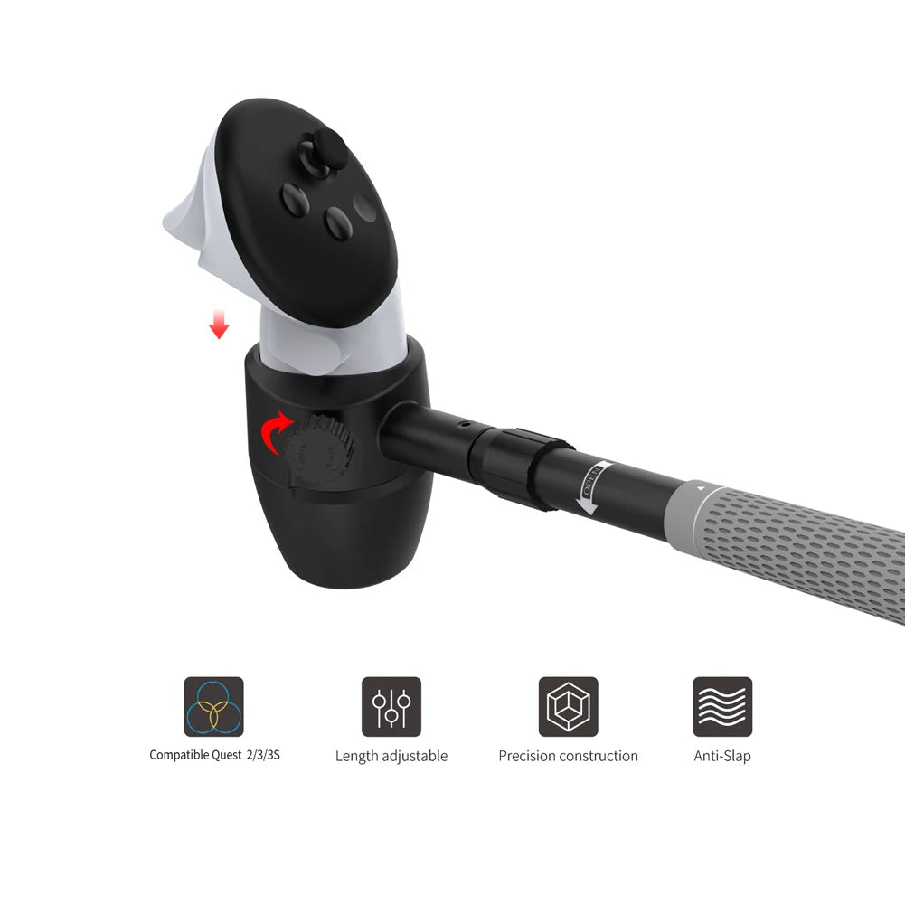 VR Golf Club Retractable Attachment For Meta Quest 3S Quest 3 Quest 2 VR Golf Club Grip