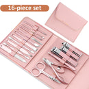 12 or 16 pcs Stainless Steel Manicure/Pedicure Set with Leather case.