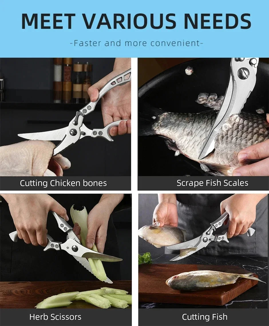 Stainless Steel Kitchen Scissors For Chicken Duck Fish Cutting
