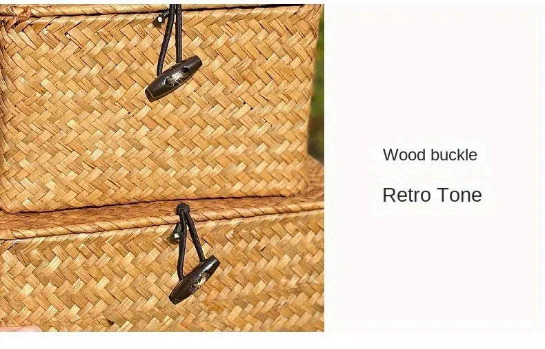 Seaweed Woven Storage Box with Cover