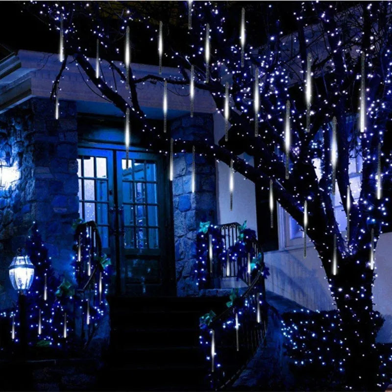 Christmas LED 30cm Or 50cm Meteor Shower Color Lights, 8 Per String