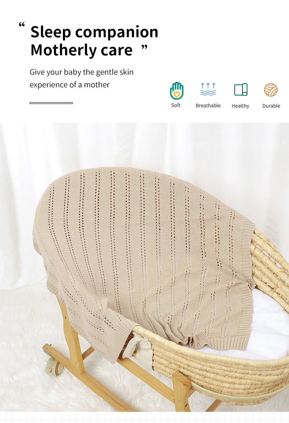 Vertical Stripes Solid Color Baby Cotton Blankets