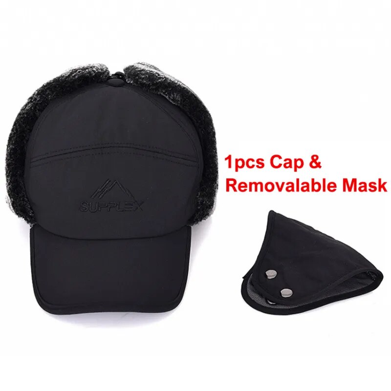 Winter Warm, Soft Thermal Cap With Pin Up Ear Flaps And Removable Mask.