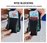 CASEKEY RFIF Leather Carbon Fiber Pop Up Credit Card Holder