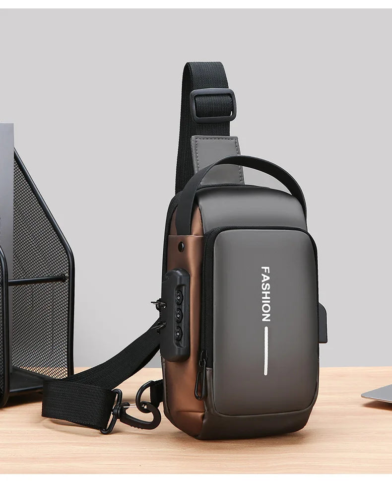 Men's Anti Theft USB Charging Crossbody Bag