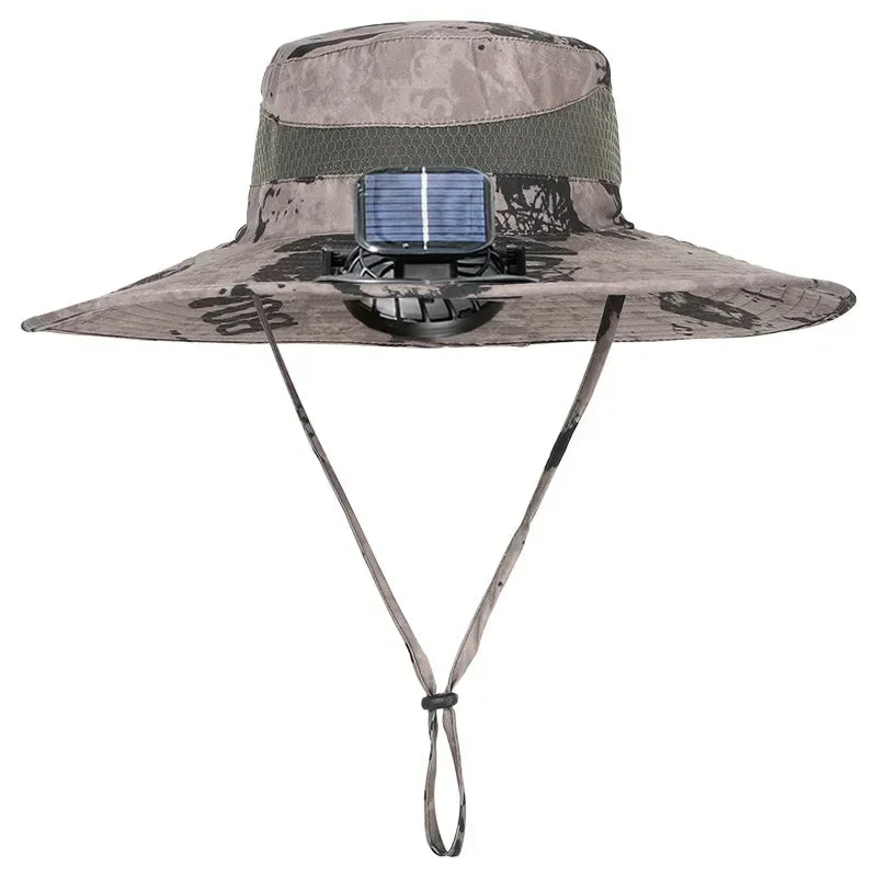 Camouflage Outdoor Sun Protective Hat with Solar Powered Fans