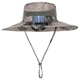 Camouflage Outdoor Sun Protective Hat with Solar Powered Fans
