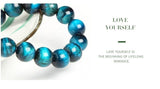 JD High Quality Blue, Tiger Eye, Natural Stone Bead Bracelet.