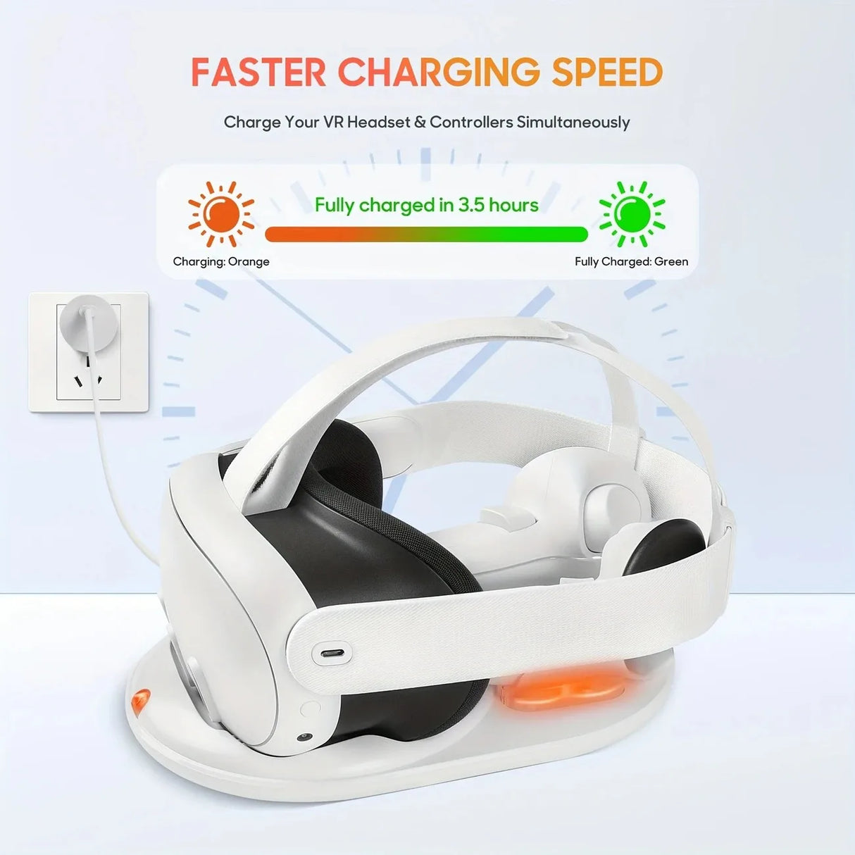 Magnetic Fast Charging Station for Headset & Controllers with LED Light And 2 NI-MH Batteries For Meta Quest 3