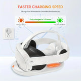Magnetic Fast Charging Station for Headset & Controllers with LED Light And 2 NI-MH Batteries For Meta Quest 3