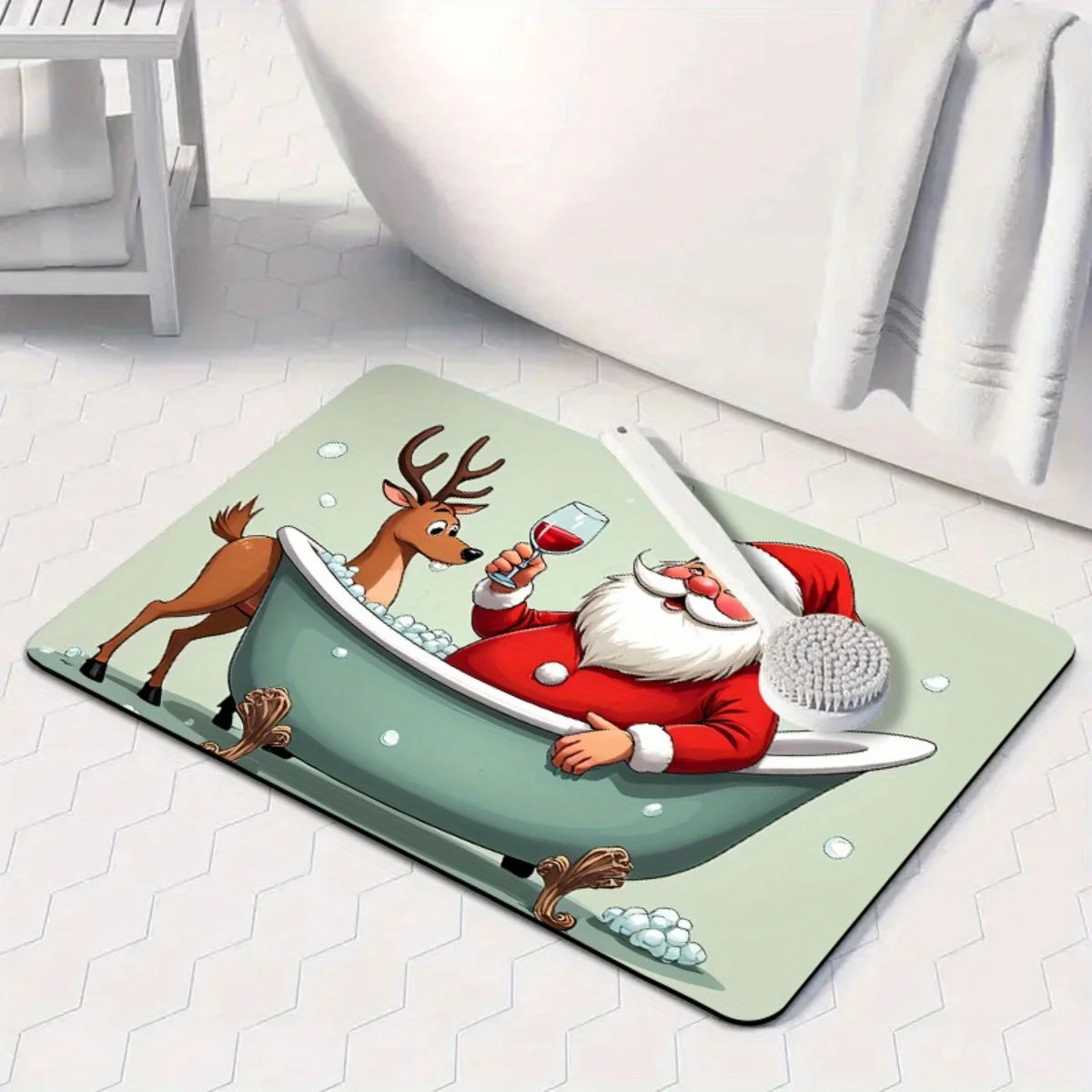VIKAMA Thick Absorbing Anti-Slip Christmas Machine Washable Floor Mat