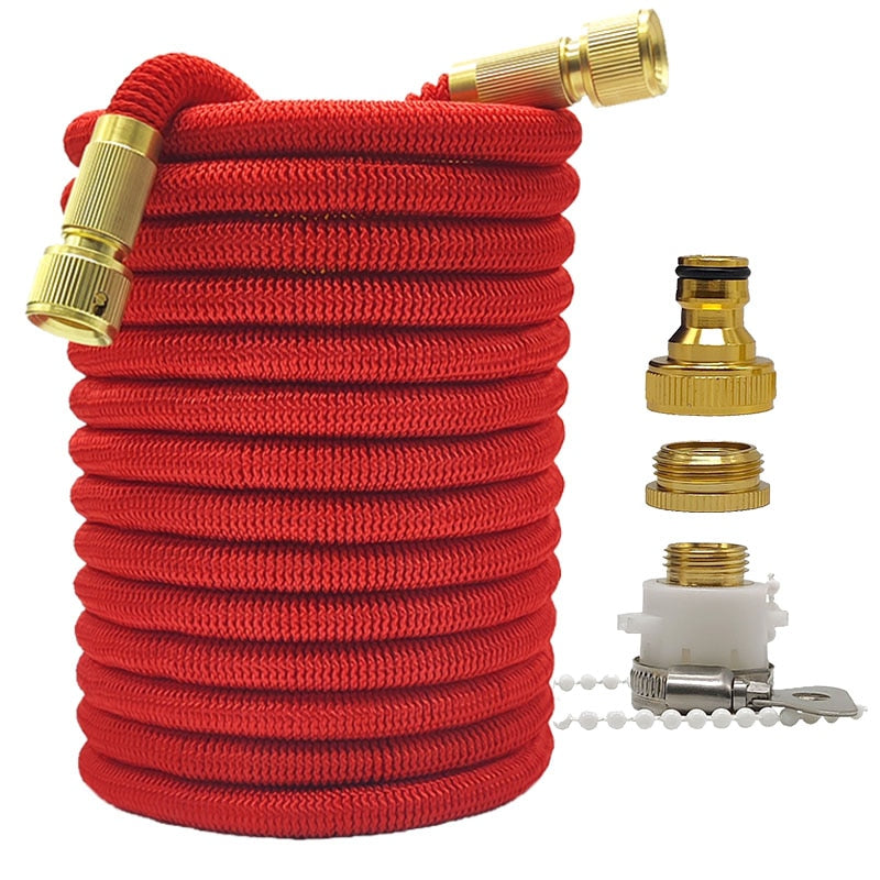 High Pressure Expandable PVC Garden Water Hose with Double Metal Connector.