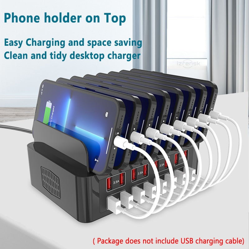 150W Universal USB Charger Multiple Ports HUB Fast Charging Station Dock Desktop Phone Power Adapter for Samsung iPhone Xiaomi