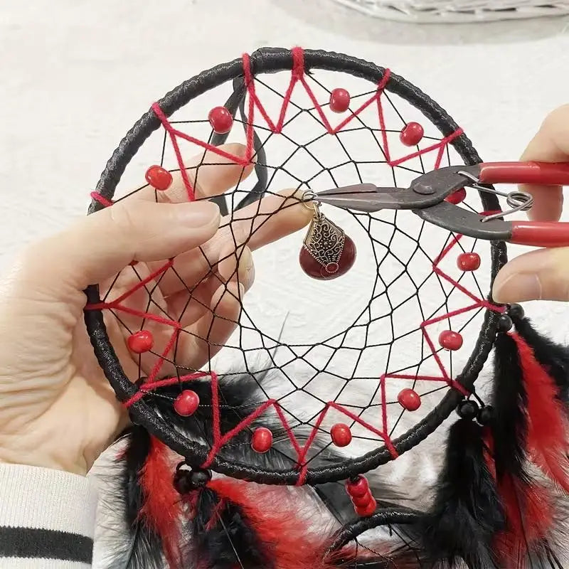 Hand-woven Dreamcatcher With Artificial Feathers And Crystals