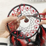 Hand-woven Dreamcatcher With Artificial Feathers And Crystals