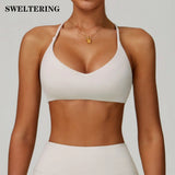 Women's Anti-Sweat Push Up Cross Shoulder Sports Bra