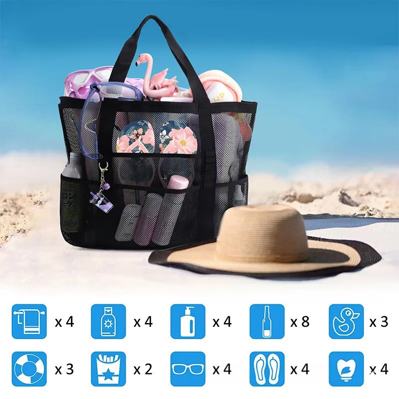 Mesh 8 Pocket Beach Bag.