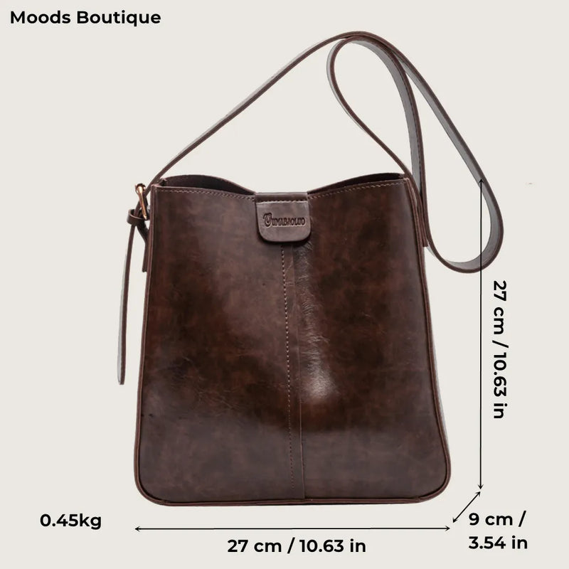 MOODS PU Leather Shoulder Tote Bag