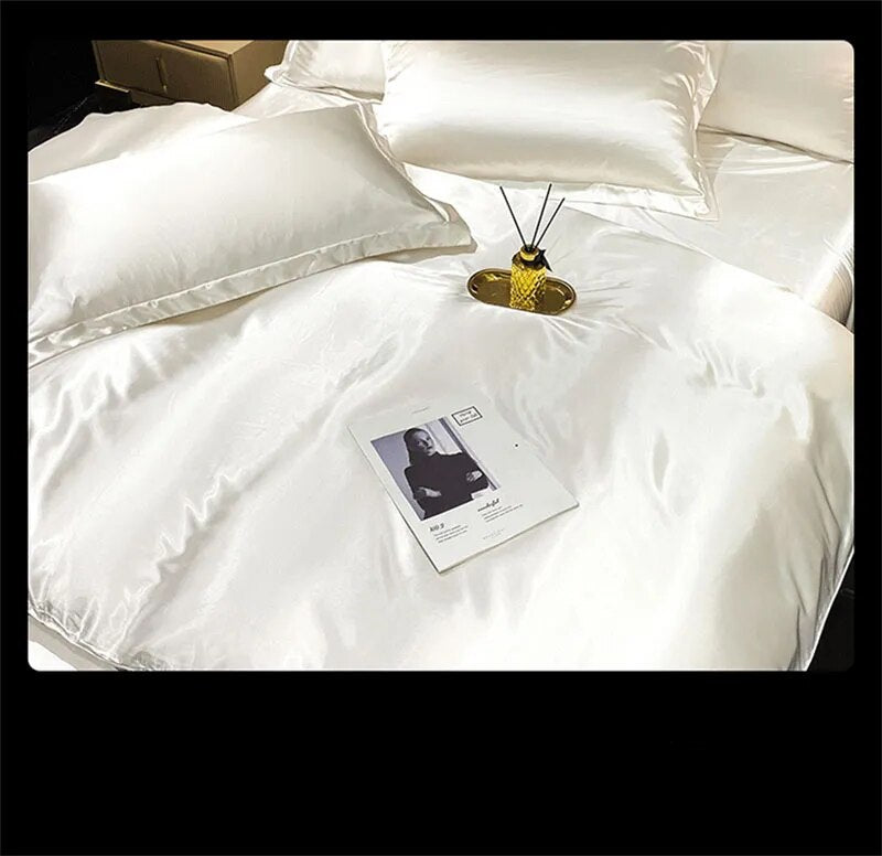 Satin High-end Blending Natural Mulberry Silky Duvet Cover Bedding Sets.