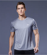 Men's multicolor short sleeve gym shirts. Quick drying, breathable sportswear