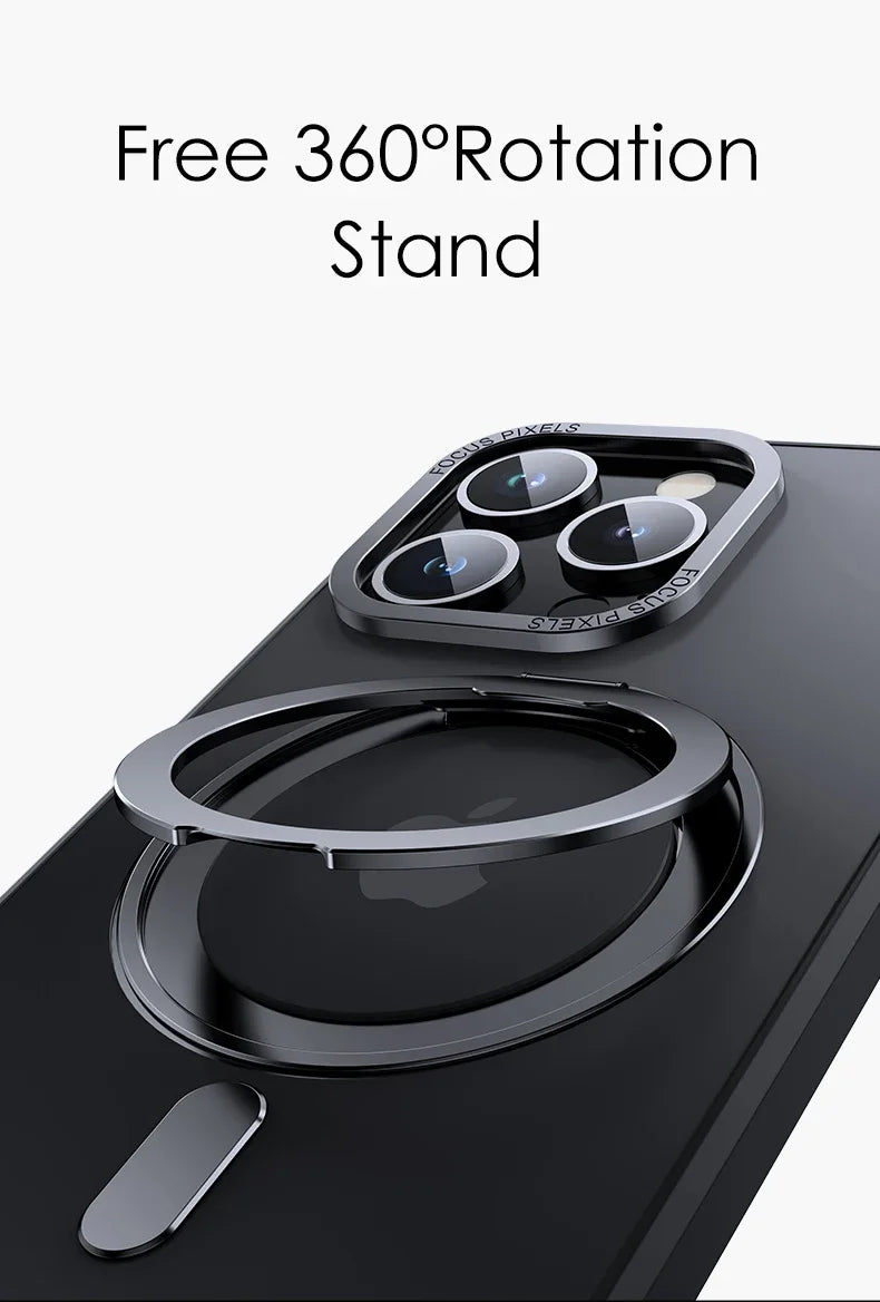 Magnetic 360°Rotation Stand Phone Case For Iphone 12 13 14 15 16 17 Pro Max Plus With Ring Holder