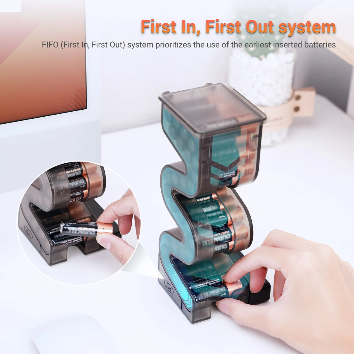Battery Ladder Dispenser For 35 AAA Or 27 AA With Tester