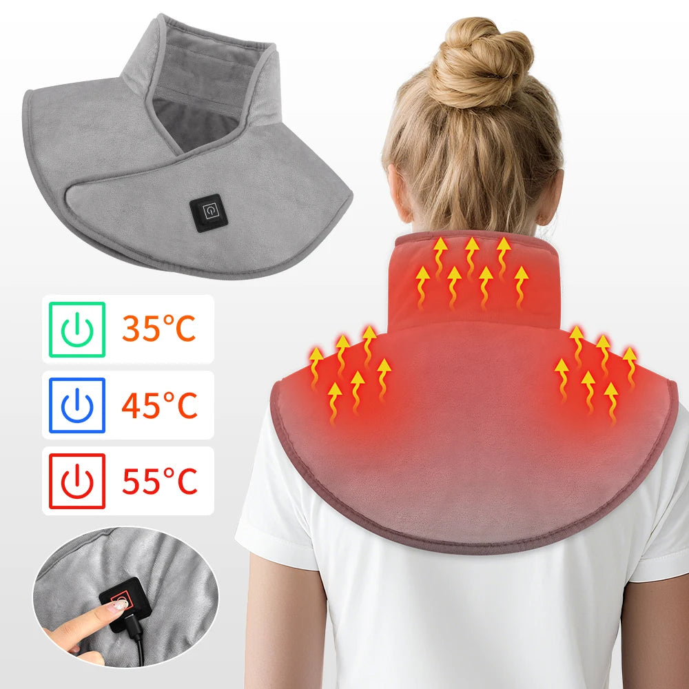 USB Heated Shoulder And Neck Padded Shawl With 3 Heat Settings