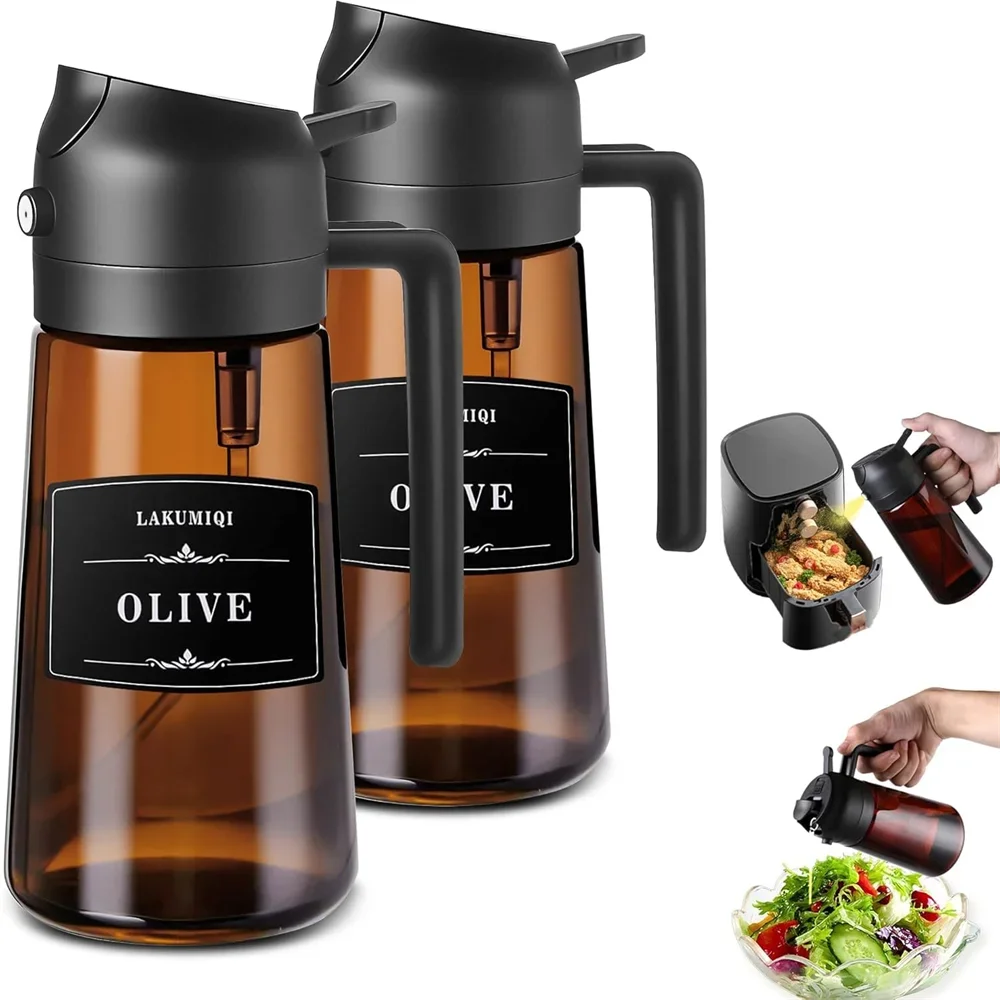2-in-1 16 OZ Glass Leakproof Oil Sprayer & Dispenser For Cooking