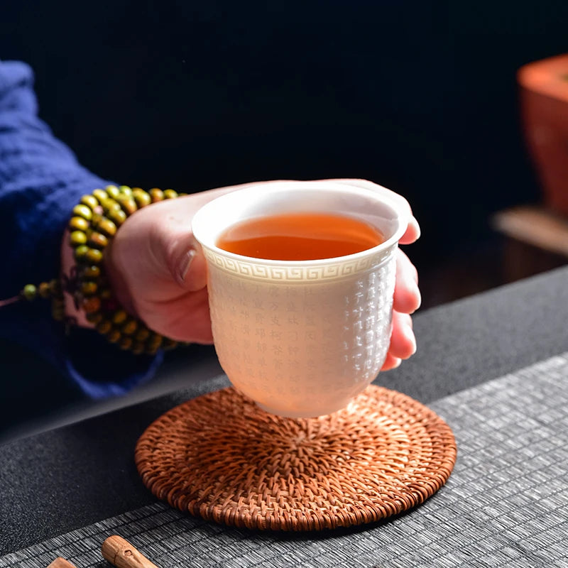 Chinese Three-dimensional White Porcelain Tea Cup