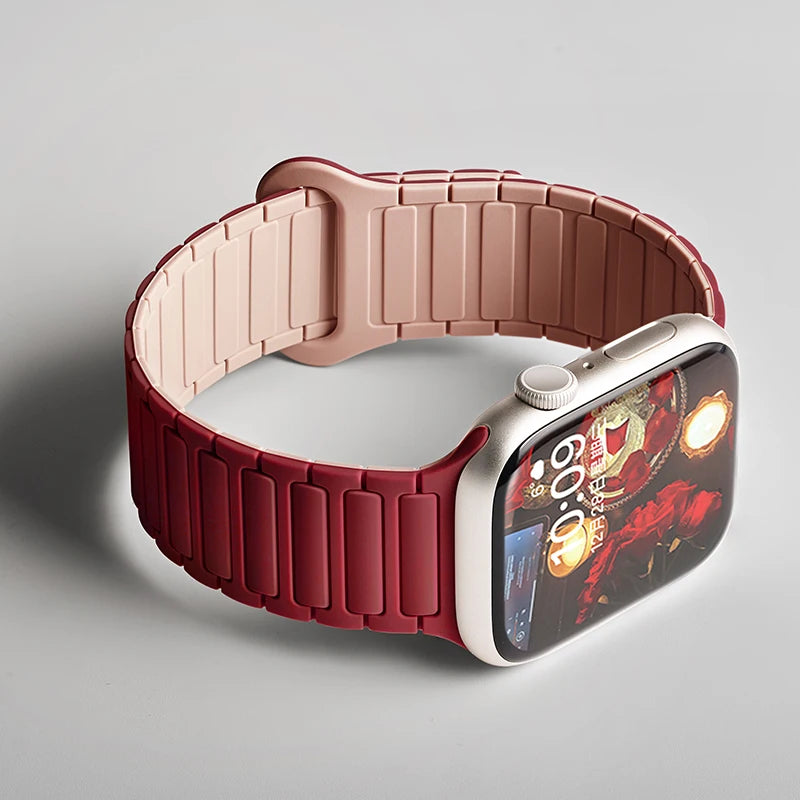 Silicone Magnetic  Strap for Apple Watch 46mm 42mm 49mm 45mm 41mm 44mm 40mm Band For IWatch Ultra 2 Series 10 9 8 7 6 SE 5 4 3