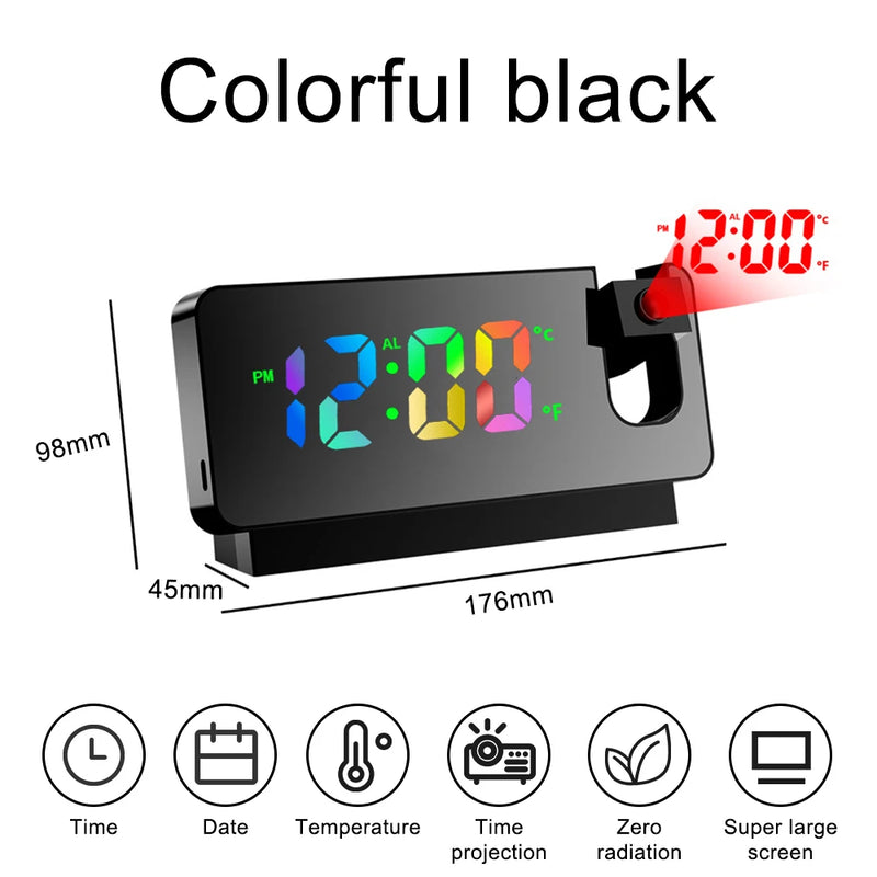 LED/USB Digital 180 Degree Projection Alarm Clock